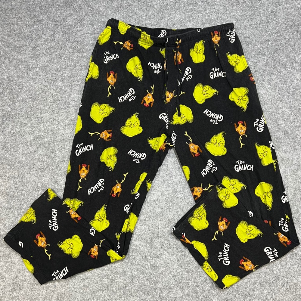 Dr Seuss‎ The Grinch Pajama Pants Black Green Loungewear Mens Large
